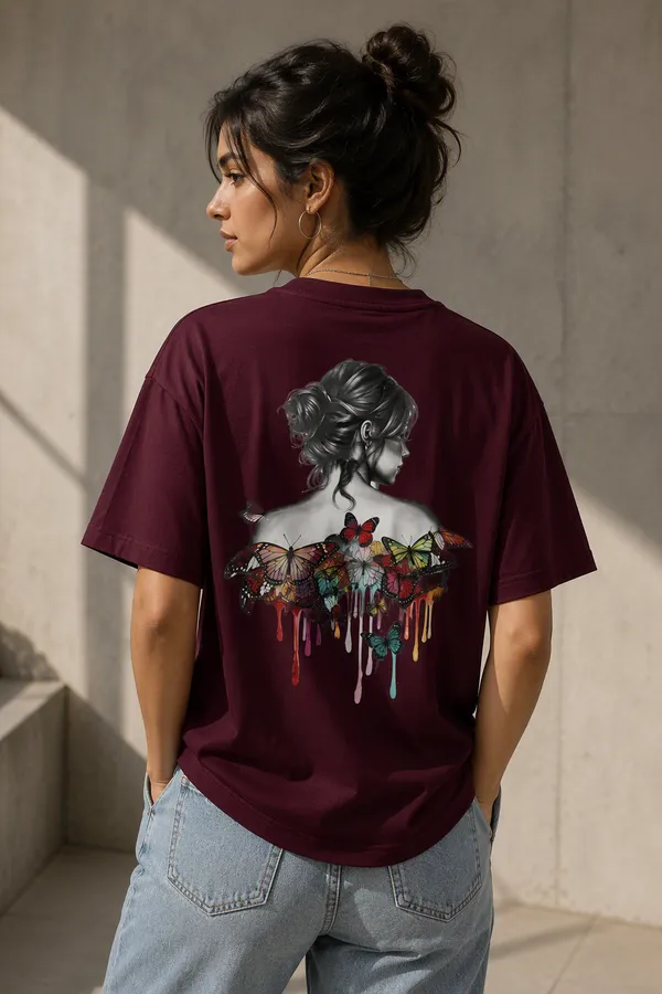 Maroon_Cotton_Blend_Regular_Fit_Artistic_Graphic_Oversized_T-Shirt_For_Men