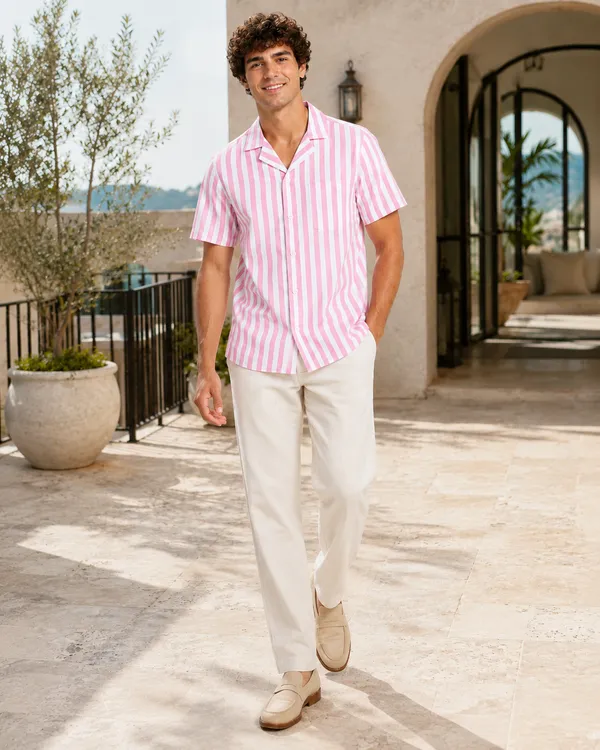 Pink_Striped_Short_Sleeve_Shirt_for_Men