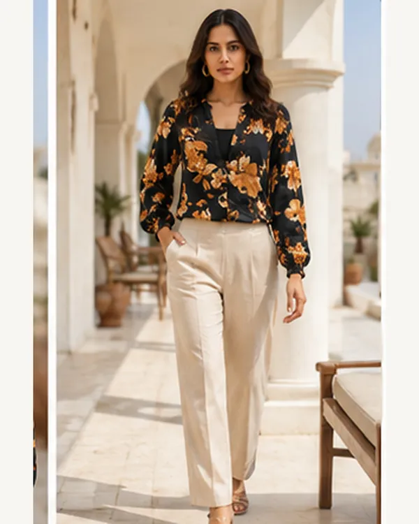 Black_Floral_Print_Button_Front_Jacket_for_Women