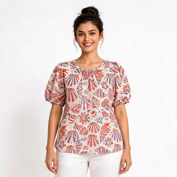 Seashell_Sketch_Cotton_Puff-Sleeve_Top