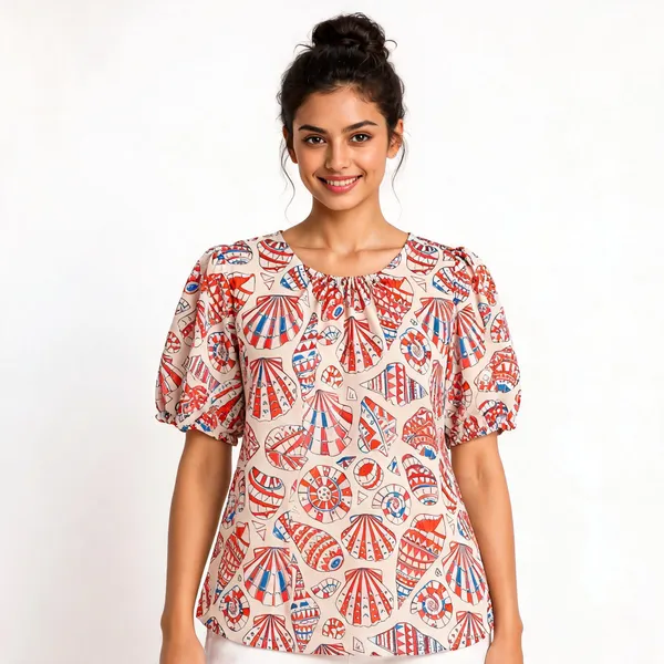 Seashell_Sketch_Cotton_Puff-Sleeve_Top