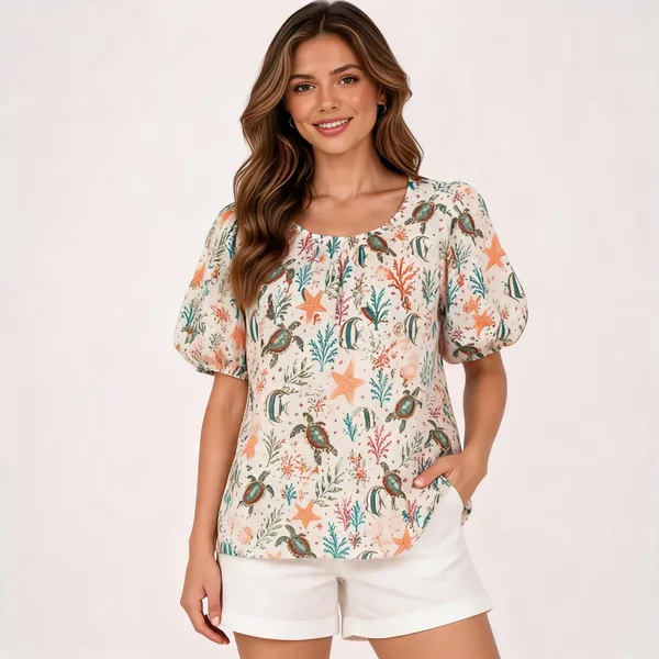 Ocean_Garden_Puff-Sleeve_top