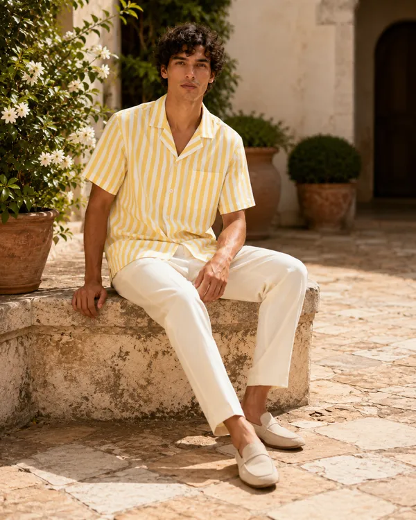 Yellow_Striped_Relaxed_Fit_Cuban_Collar_Shirt_for_Men