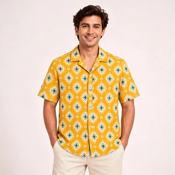 Yellow_Mosaic_Polyester_Resort_Shirt