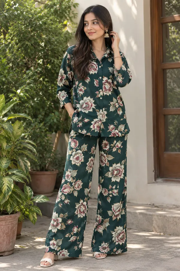 Dark_Green_Floral_Co-ord_set