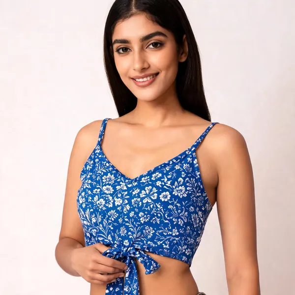 Blue_Floral_Tie_Front_Crop_Top_for_Women