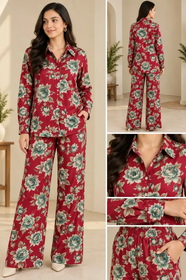 Red__Floral_Co-ord_set