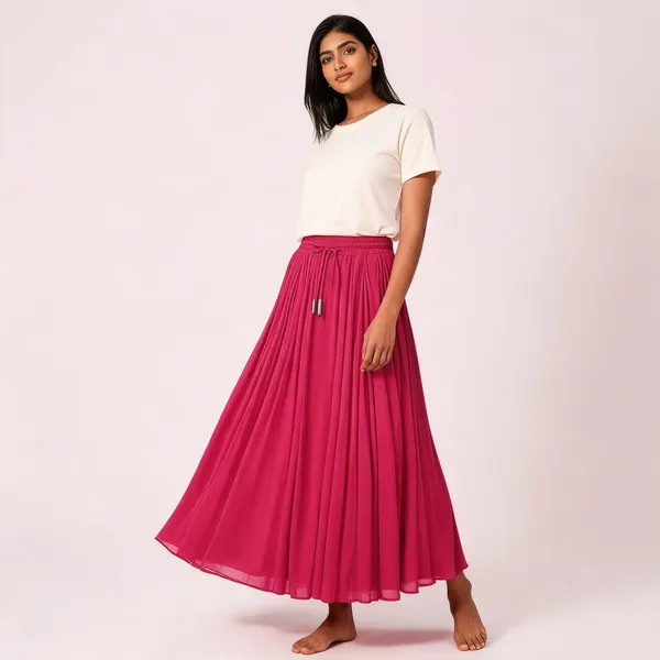 Magenta_Pleated_Maxi_Skirt_for_Women