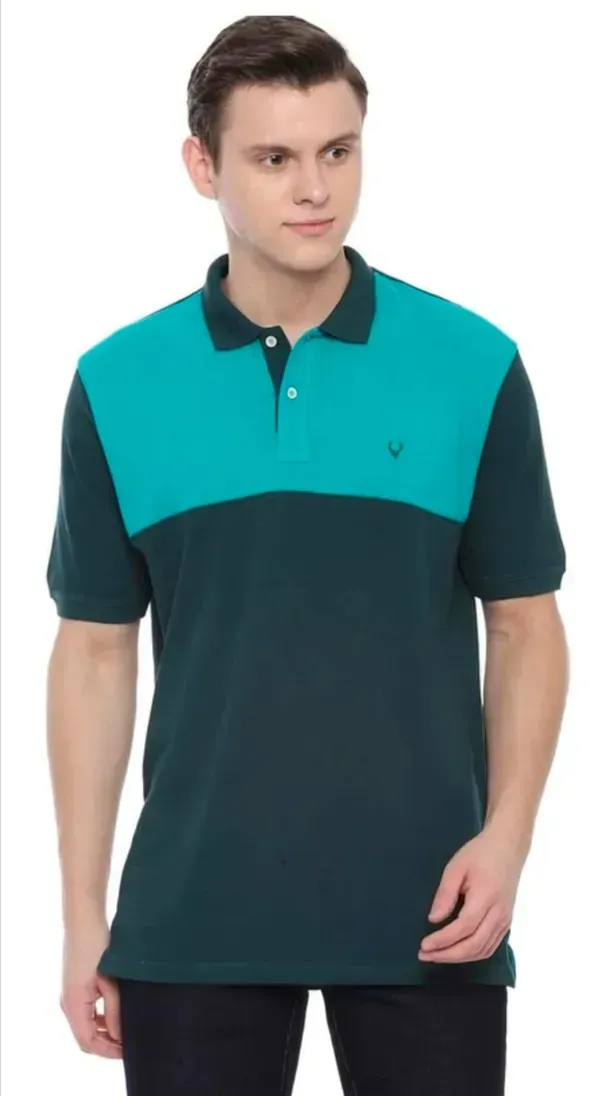 Teal_Colorblock_Polo_T_Shirt_For_Men
