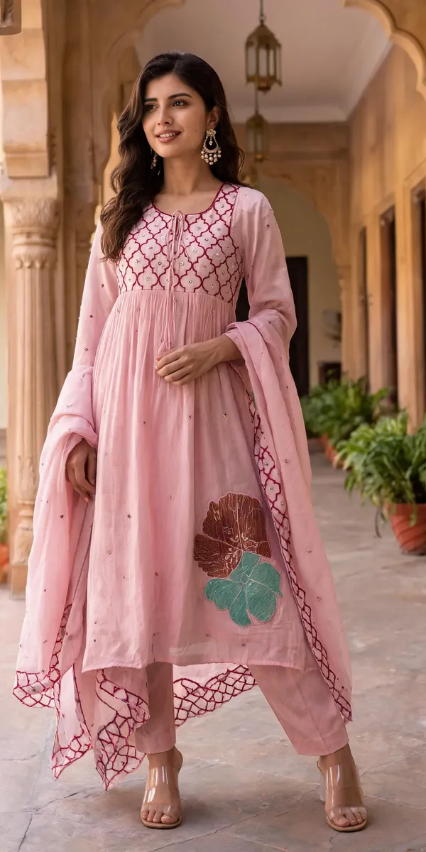 Pink_Cotton_Printed_Anarkali_Kurta_Set_For_Women