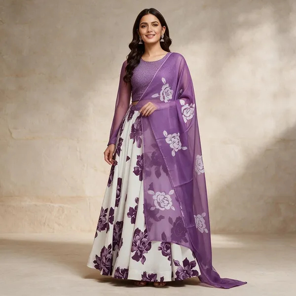 Purple_Crepe_Floral_Lehenga_Choli_Set_For_Women