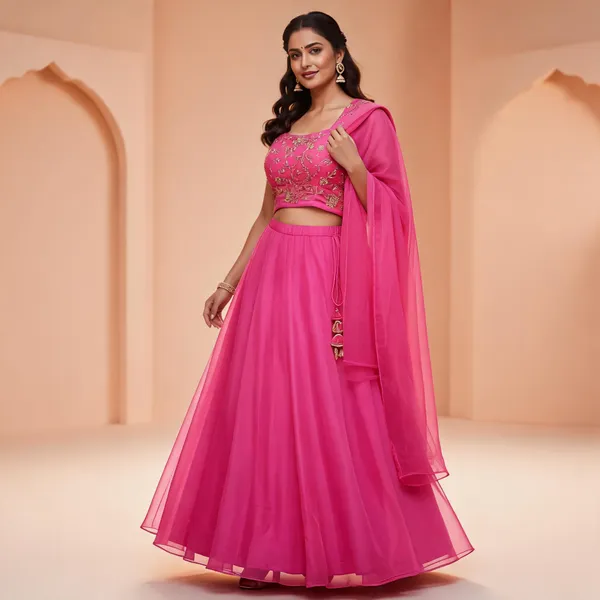 Pink_Organza_Embroidered_Flared_Lehenga_Choli_For_Women