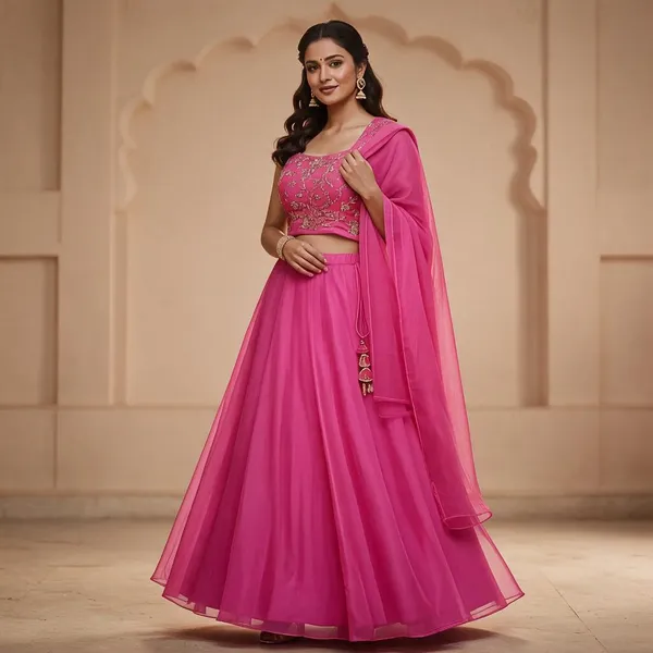Pink_Organza_Embroidered_Flared_Lehenga_Choli_For_Women