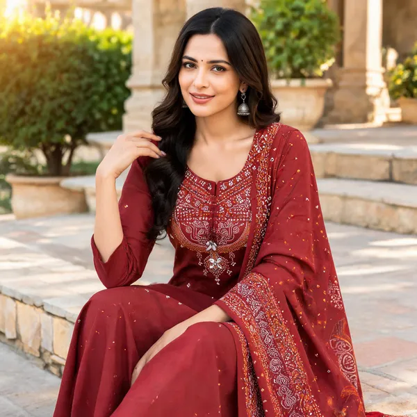 Maroon_Cotton_Printed_Straight_Kurta_Set_For_Women