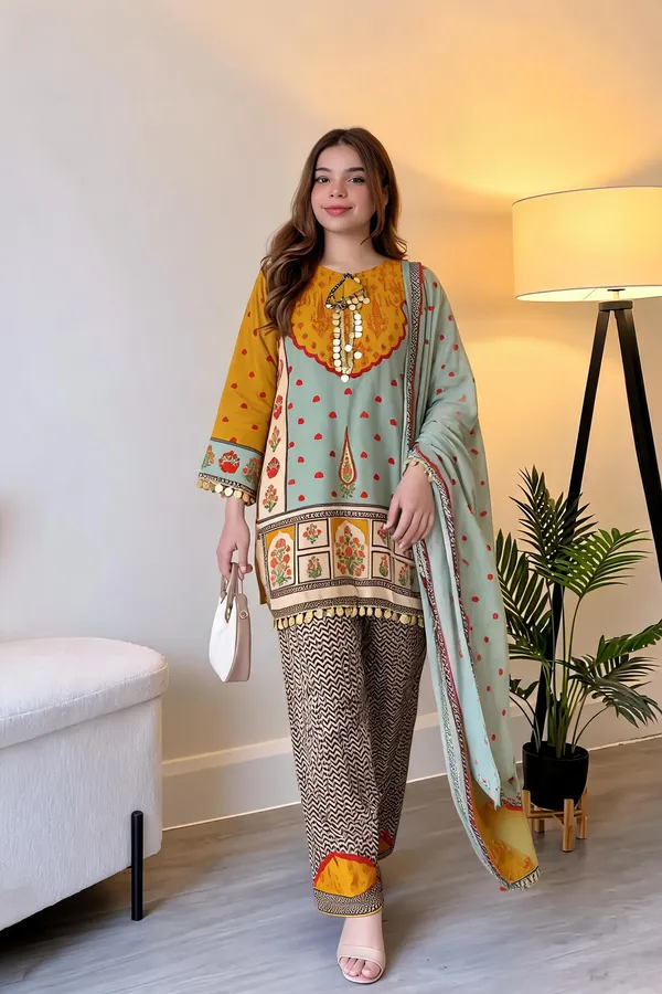Multicolor_Silk_Printed_Kurta_Set_For_Women