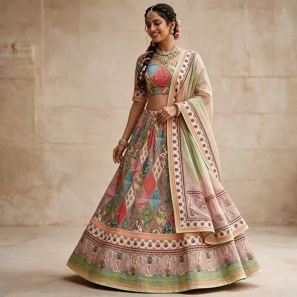 Multicolor_Silk_Printed_Lehenga_Choli_Set_For_Women