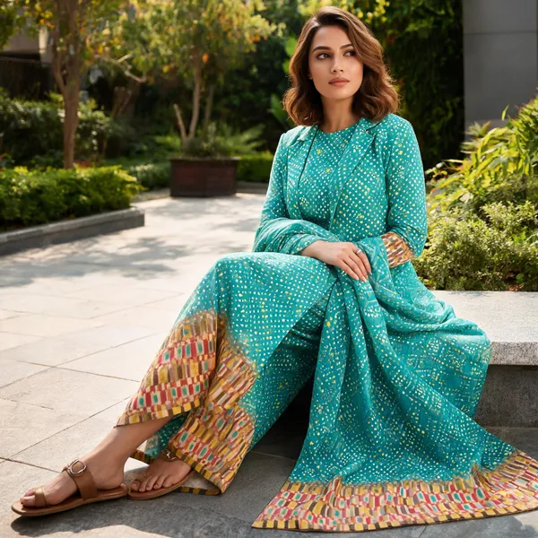 Green_Cotton_Net_Printed_Three-Piece_Co-Ord_Set_For_Women