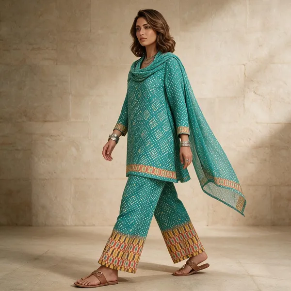 Green_Cotton_Net_Printed_Three-Piece_Co-Ord_Set_For_Women