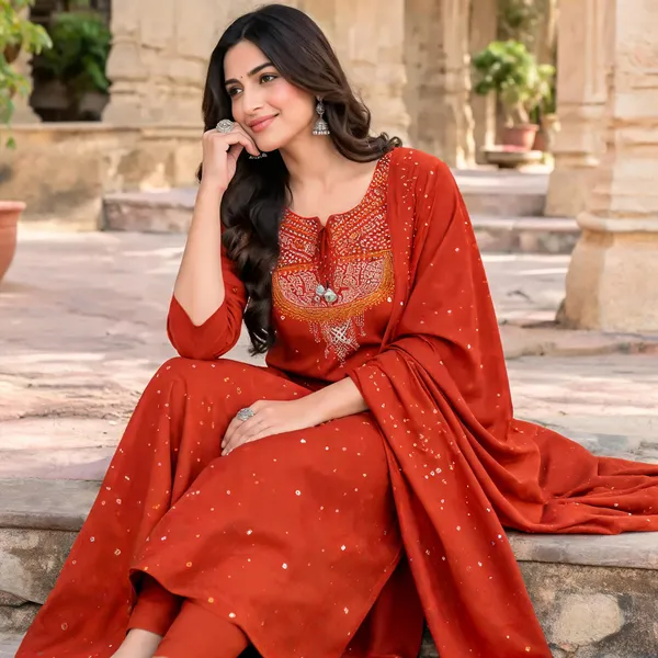 Rust_Cotton_Embroidered_Straight_Kurta_Set_With_Dupatta_For_Women