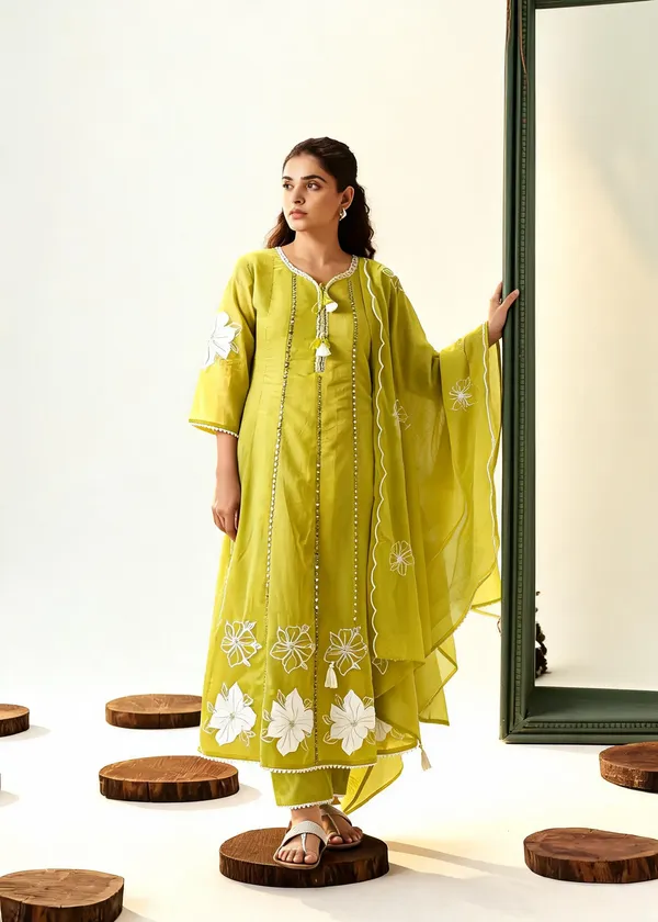 Green_Cotton_Embroidered_Kurta_Set_For_Women