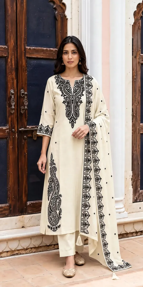 Ivory_Silk_Printed_Straight_Kurta_For_Women