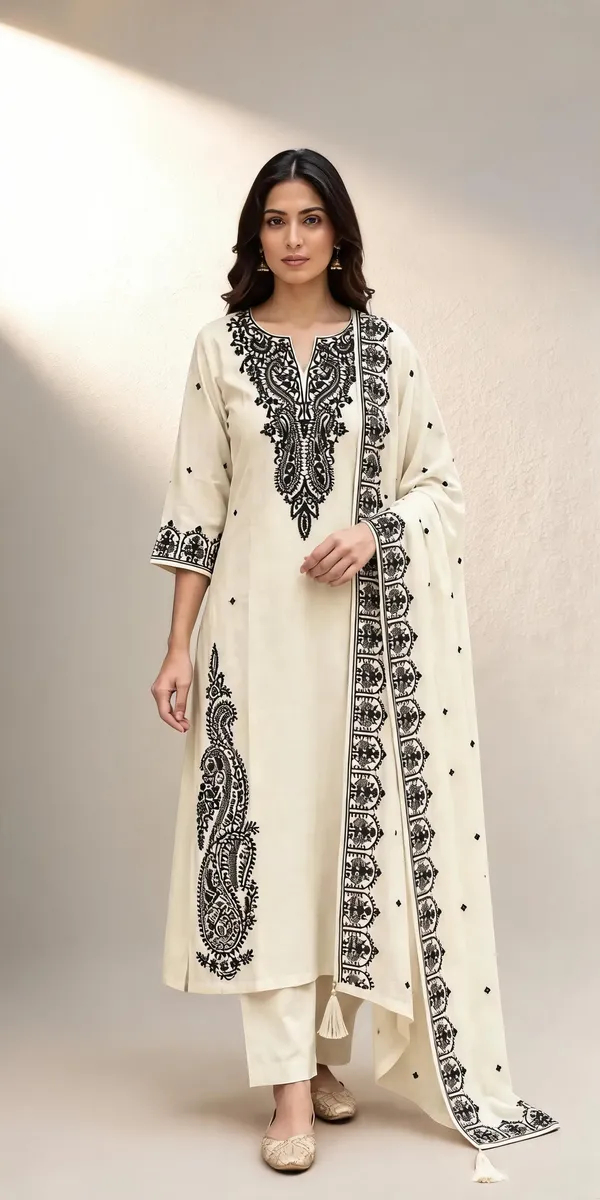 Ivory_Silk_Printed_Straight_Kurta_For_Women