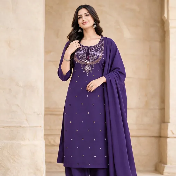 Purple_Cotton_Embroidered_Straight_Kurta_Set_For_Women