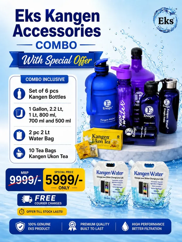 Eks_Kangen_Accessories_Combo_6_Bottles_Mega_Set_of_(1_Gallon,_2.2lt,_1lt,_800ml,_700ml_and_500ml)_+_2pcs_2_lt_water_Bags_+_10_pcs_Ukon_Tea_Bags