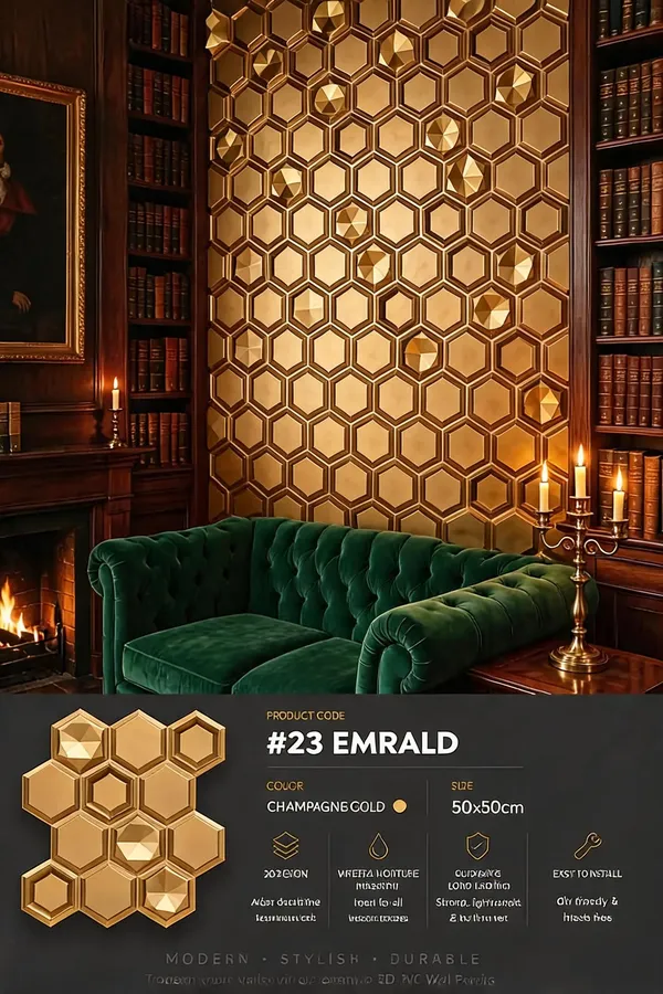Emrald_3D_Panel_Color_-_Gold_50Cm_X_50Cm_(W_X_H)