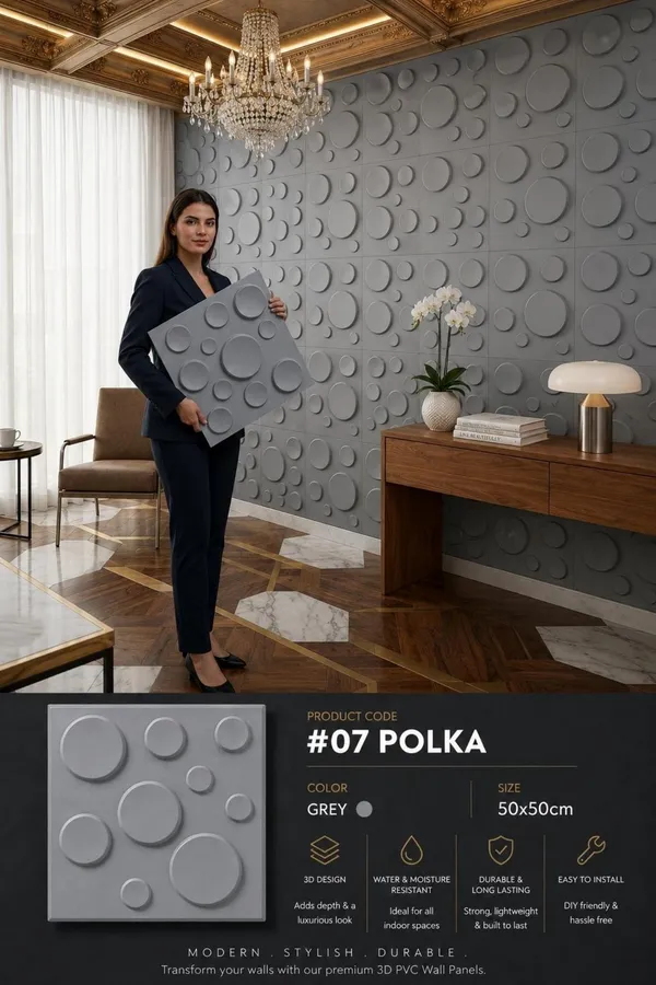 Polka_3D_panel_Color_-_Grey