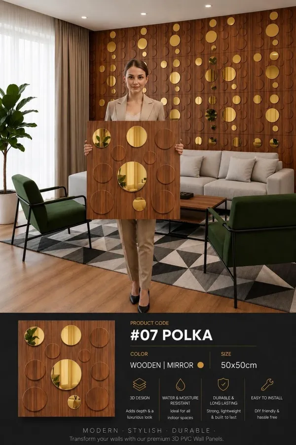 Mirror_Polka_3D_panel_Color_-_Wooden