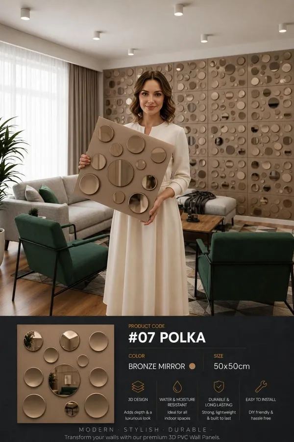 Mirror_Polka_3D_panel_Color_-_Bronze