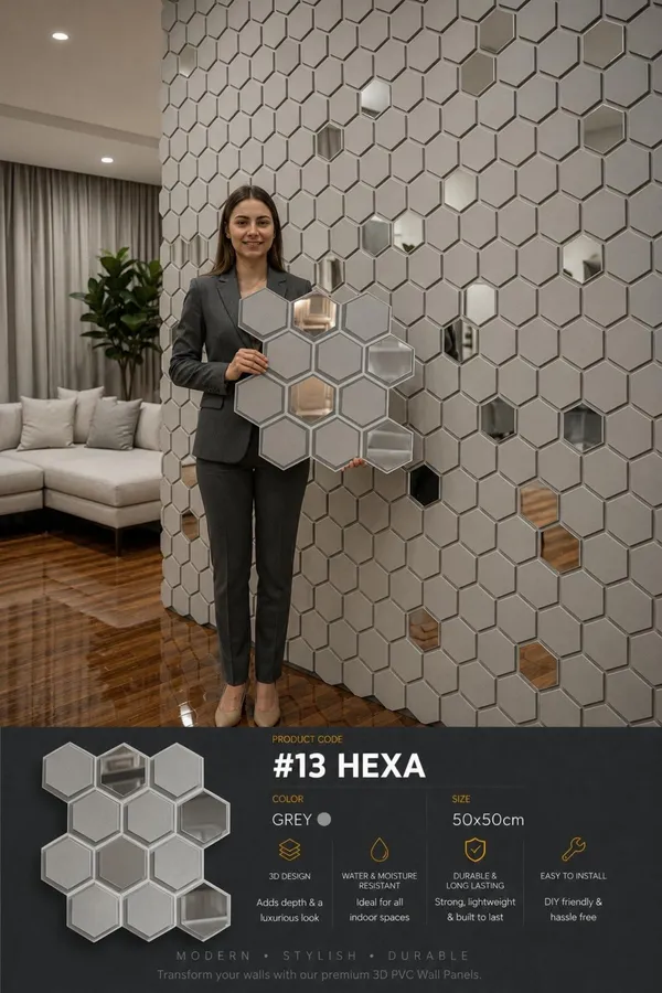 Mirror_Hexa_3D_panel_Color_-_Grey