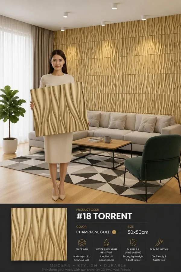 Torrent_3D_Panel_Color_-_Gold_50Cm_X_50Cm_(W_X_H)