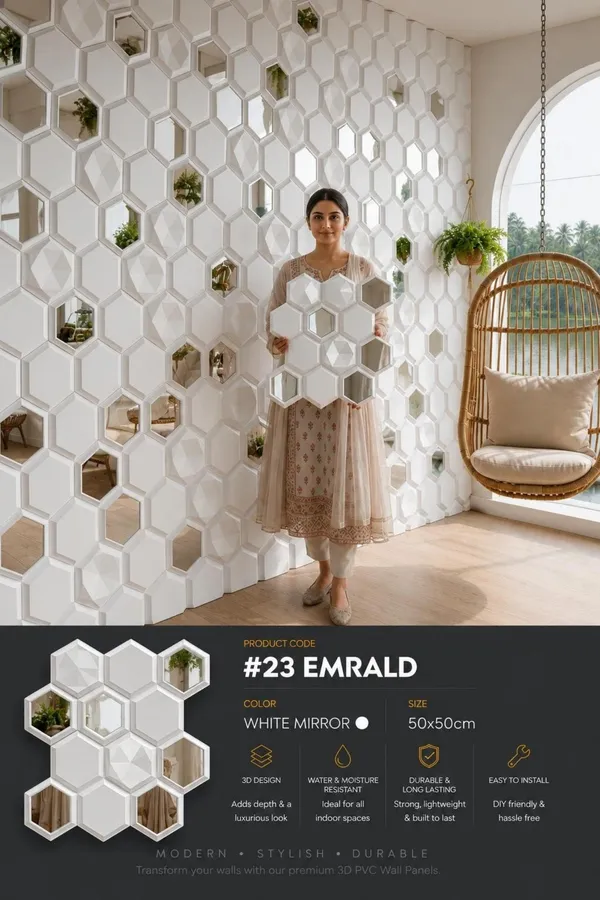 Mirror_Emrald_3D_panel_Color_-_White