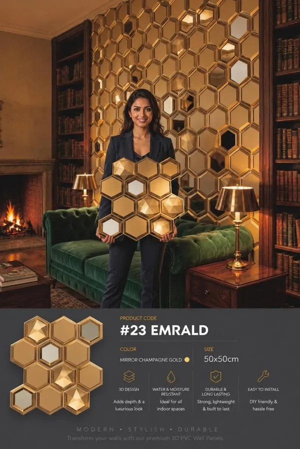 Mirror_Emrald_3D_panel_Color_-_Gold