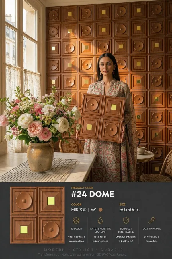 Mirror_Dome_3D_Panel_Color_-_Brown_50Cm_X_50Cm_(W_X_H)