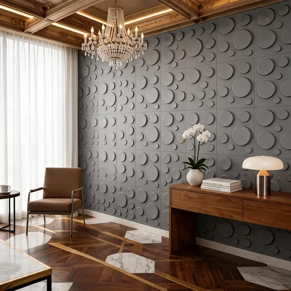 Polka_3D_Panel_Color_-_Grey_50Cm_X_50Cm_(W_X_H)