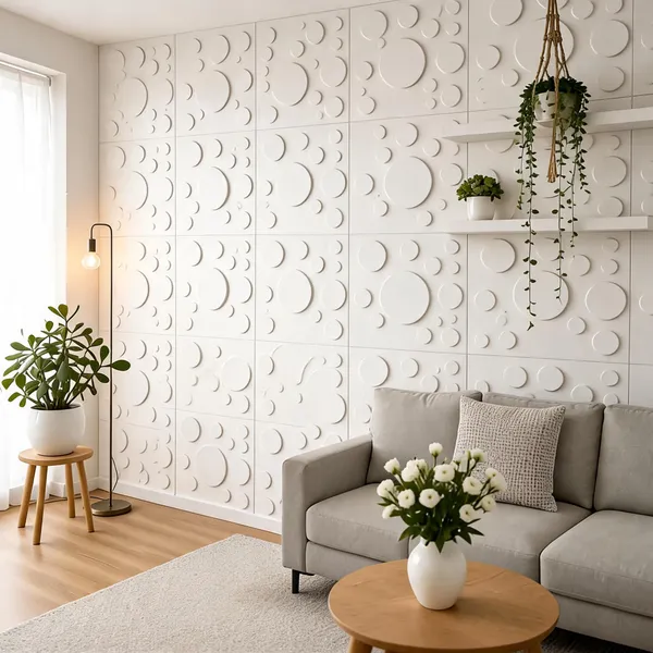 Polka_3D_Panel_Color_-_White_50Cm_X_50Cm_(W_X_H)