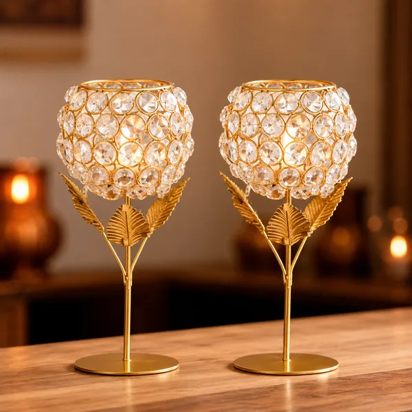 Metal_Decorative_Crystal_Leaf_Design_Candle_Holder_Pack_Of_2