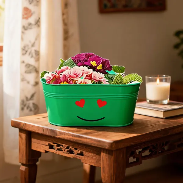 Metal_Playful_Smiley_Pattern_Flower_Planter
