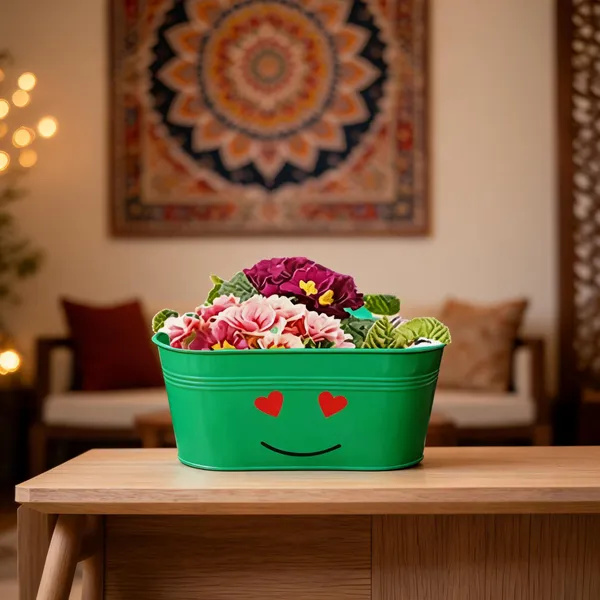 Metal_Playful_Smiley_Pattern_Flower_Planter