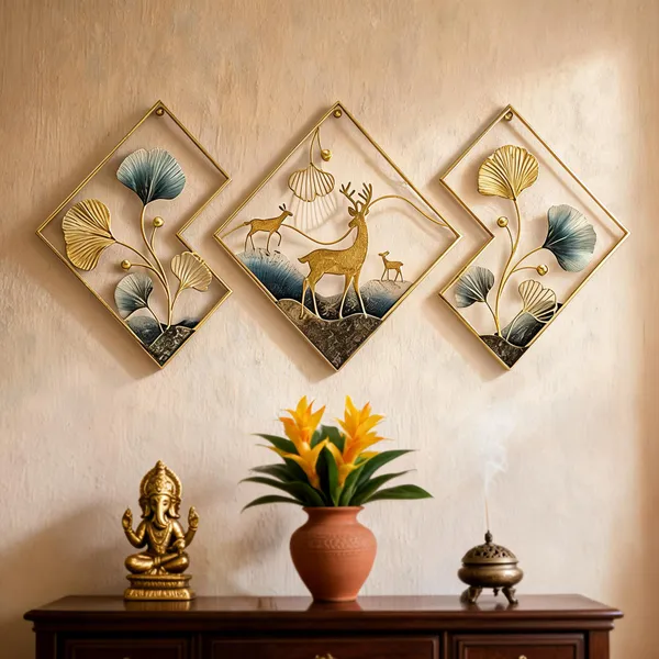 Metallic_Contemporary_Botanical_Deer_Wall_Art_Set
