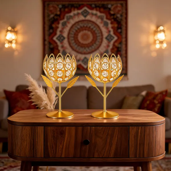 Metal_Lotus_Design_Crystal_Accent_Candle_Holders_Set_Of_2