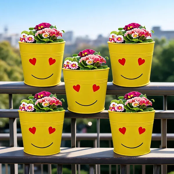 Yellow_Smiley_Face_Floral_Design_Flower_Pots