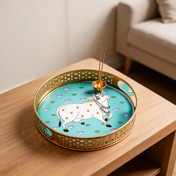 Metal_Meenakari_Cow_Motif_Decorative_Tray