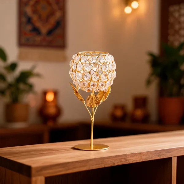 Metal_Decorative_Crystal_Leaf_Design_Candle_Holder
