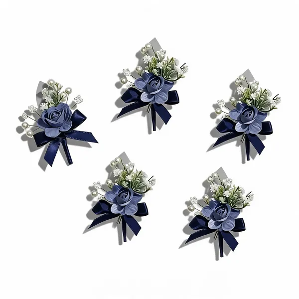 Blue_Fabric_And_Artificial_Flowers_Boutonniere__For_Gifting