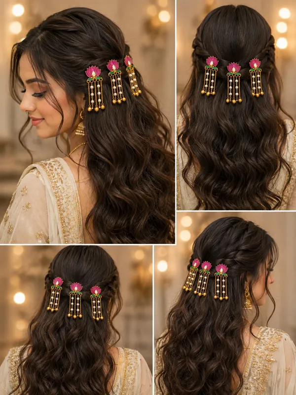 Pink_Lotus_Beaded_Hair_Clips_for_Women