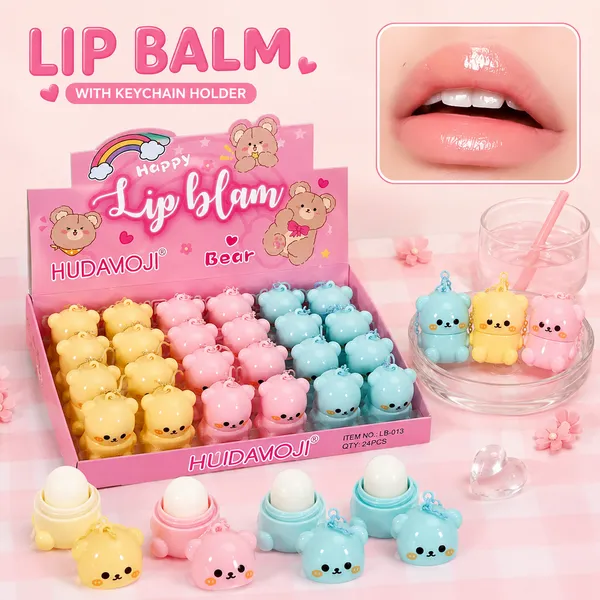 Hudamoji_teddy_Lip_Balm_With_Keychain_Holder